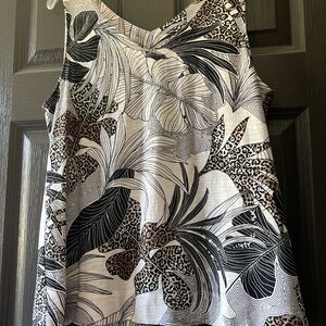 Stylish Women's Sleeveless Top with Black and Brown Print